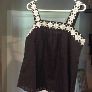 Black Top with white stitching new with tags